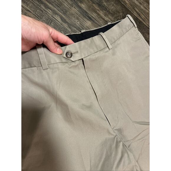 John W. Nordstrom Flat Front Khaki Pants 100% Supima Cotton Mens 38x32 - Picture 2 of 4